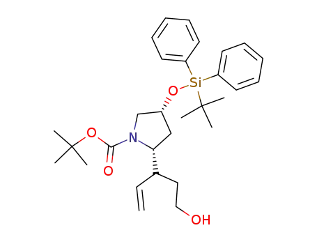 1-Pyrrolidinecarboxylic acid,
4-[[(1,1-dimethylethyl)diphenylsilyl]oxy]-2-[1-(2-hydroxyethyl)-2-propenyl]
-, 1,1-dimethylethyl ester, (2R,4R)-