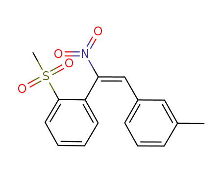 Molecular Structure of 728895-89-4 (Benzene, 1-[(1E)-2-(3-methylphenyl)-1-nitroethenyl]-2-(methylsulfonyl)-)