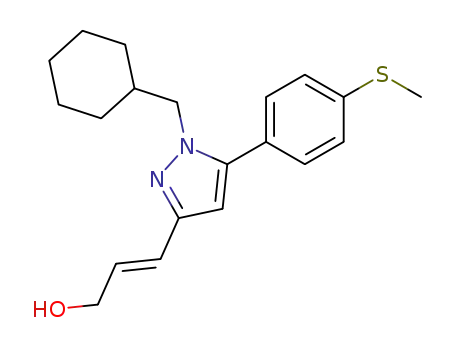 Molecular Structure of 654058-96-5 (2-Propen-1-ol,
3-[1-(cyclohexylmethyl)-5-[4-(methylthio)phenyl]-1H-pyrazol-3-yl]-, (2E)-)