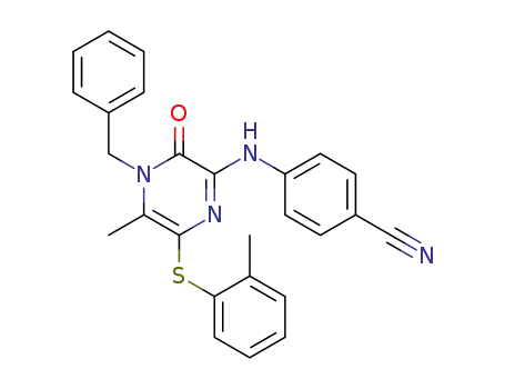Benzonitrile,
4-[[3,4-dihydro-5-methyl-6-[(2-methylphenyl)thio]-3-oxo-4-(phenylmethyl)
pyrazinyl]amino]-