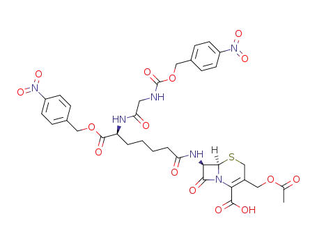 p-nitrobenzyl 7-[N-(p-nitrobenzyloxycarbonyl)glycyl-L-α-aminopimelyl]aminocephalosporanic acid