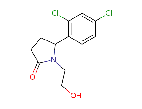 Molecular Structure of 808186-35-8 (2-Pyrrolidinone, 5-(2,4-dichlorophenyl)-1-(2-hydroxyethyl)-)