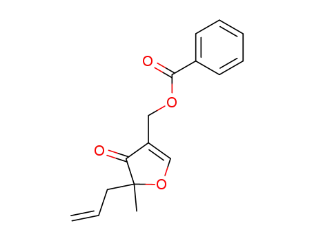 Molecular Structure of 502848-52-4 (3(2H)-Furanone, 4-[(benzoyloxy)methyl]-2-methyl-2-(2-propenyl)-)