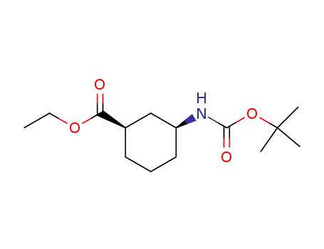Cyclohexanecarboxylic acid, 3-[[(1,1-dimethylethoxy)carbonyl]amino]-,
ethyl ester, (1R,3S)-