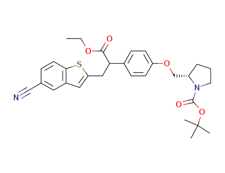 ethyl 2-(4-{[(2S)-1-(tert-butoxycarbonyl)pyrrolidin-2-yl]methoxy}phenyl)-3-(5-cyano-1-benzothien-2-yl)propanoate