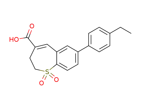 Molecular Structure of 279261-36-8 (7-(4-ethylphenyl)-2,3-dihydro-1-benzothiepine-4-carboxylic acid 1,1-dioxide)