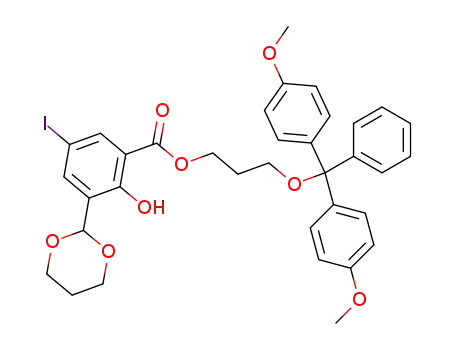 Benzoic acid, 3-(1,3-dioxan-2-yl)-2-hydroxy-5-iodo-,
3-[bis(4-methoxyphenyl)phenylmethoxy]propyl ester