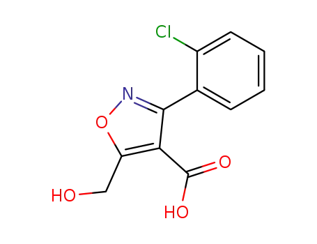 Molecular Structure of 682353-00-0 (4-Isoxazolecarboxylic  acid,  3-(2-chlorophenyl)-5-(hydroxymethyl)-)