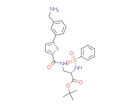 3-{[5-(3-aminomethyl-phenyl)-thiophene-2-carbonyl]-amino}-2-benzenesulfonylamino-propionic acid <i>tert</i>-butyl ester