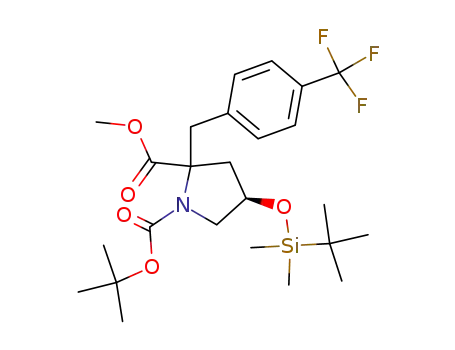 4-(<i>tert</i>-butyl-dimethyl-silanyloxy)-2-(4-trifluoromethyl-benzyl)-pyrrolidine-1,2-dicarboxylic acid 1-<i>tert</i>-butyl ester 2-methyl ester