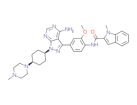 Molecular Structure of 330789-03-2 (N-[4-[4-Amino-1-[trans-4-(4-methylpiperazin-1-yl)cyclohexyl]-1H-pyrazolo[3,4-d]pyrimidin-3-yl]-2-methoxyphenyl]-1-methyl-1H-indole-2-carboxamide)
