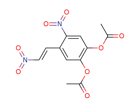 Molecular Structure of 99459-14-0 (1,2-Benzenediol, 4-nitro-5-[(1E)-2-nitroethenyl]-, diacetate (ester))