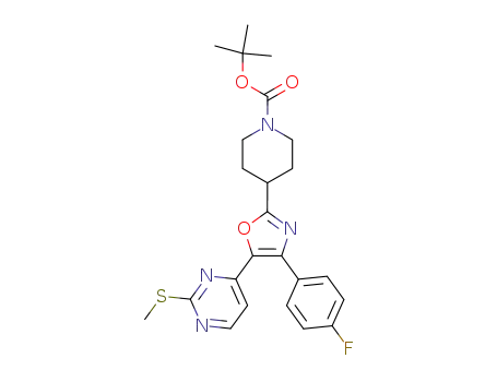 4-[4-(4-fluoro-phenyl)-5-(2-methylsulfanyl-pyrimidin-4-yl)-oxazol-2-yl]-piperidine-1-carboxylic acid <i>tert</i>-butyl ester