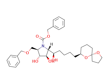 (2R,3R,4R,5R)-2-benzyloxymethyl-5-[(1R)-5-{(5S,7S)-1,6-dioxa-spiro[4.5]dec-7-yl}-1-hydroxy-pentyl]-3,4-dihydroxy-pyrrolidine-1-carboxylic acid benzyl ester