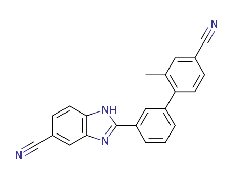 Molecular Structure of 769972-08-9 (1H-Benzimidazole-5-carbonitrile,
2-(4'-cyano-2'-methyl[1,1'-biphenyl]-3-yl)-)