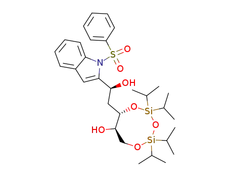 Molecular Structure of 211932-04-6 ((6S,7R)-6-[(S)-2-(1-Benzenesulfonyl-1H-indol-2-yl)-2-hydroxy-ethyl]-2,2,4,4-tetraisopropyl-[1,3,5,2,4]trioxadisilocan-7-ol)