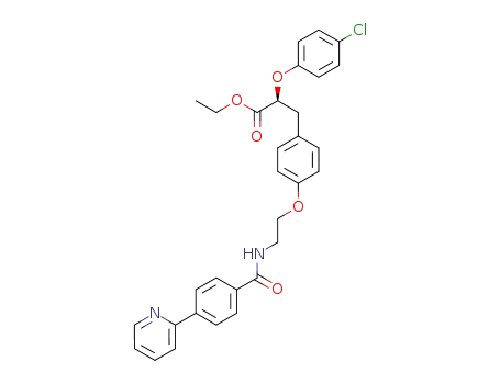 Molecular Structure of 710327-37-0 (ethyl (S)-2-(4-chlorophenoxy)-3-[4-[2-[(4-(pyridin-2-yl)benzoyl)amino]ethoxy]phenyl]propionate)