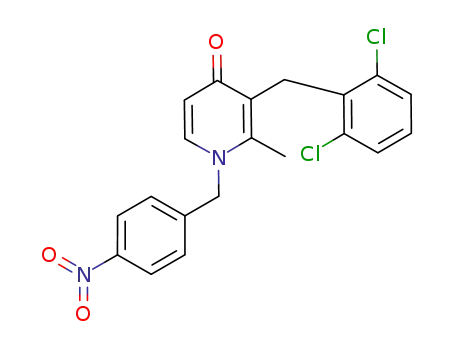 Molecular Structure of 919366-62-4 (4(1H)-Pyridinone,
3-[(2,6-dichlorophenyl)methyl]-2-methyl-1-[(4-nitrophenyl)methyl]-)