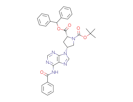 1,2-Pyrrolidinedicarboxylic acid, 4-[6-(benzoylamino)-9H-purin-9-yl]-,
1-(1,1-dimethylethyl) 2-(diphenylmethyl) ester, (2R,4R)-