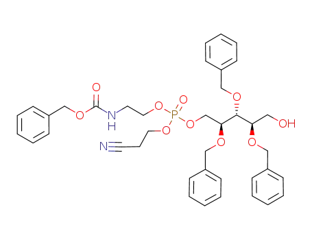 Molecular Structure of 909556-48-5 ([(N-benzyloxycarbonyl)-2-aminoethyl] 2-cyanoethyl (2,3,4-tri-O-benzyl-1-D-ribityl) phosphate)
