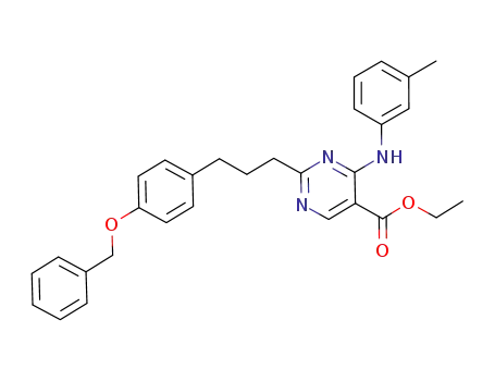 5-Pyrimidinecarboxylic acid,
4-[(3-methylphenyl)amino]-2-[3-[4-(phenylmethoxy)phenyl]propyl]-, ethyl
ester