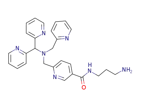 Molecular Structure of 321907-45-3 (N-(3-aminopropyl)-6-(((di-pyridin-2-yl-methyl)pyridin-2-ylmethylamino)methyl)nicotinamide)