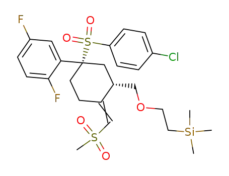 Molecular Structure of 894853-81-7 ((2-{(1S,5S)-5-(4-Chloro-benzenesulfonyl)-5-(2,5-difluoro-phenyl)-2-[1-methanesulfonyl-meth-(E)-ylidene]-cyclohexylmethoxy}-ethyl)-trimethyl-silane)