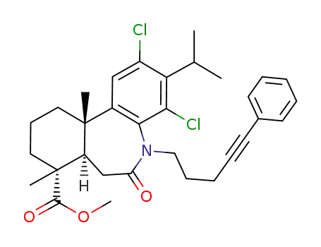12,14-dichloro-13-isopropyl-8,11a-dimethyl-6-oxo-5-(5-phenylpent-4-ynyl)-6,7,7a,8,9,10,11,11a-octahydro-5H-dibenzo[b,d]azepine-8-carboxylic acid methyl ester