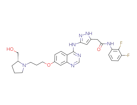 N-(2,3-difluorophenyl)-2-{3-[(7-{3-[(2R)-2-(2-hydroxymethyl)pyrrolidin-1-yl]propoxy}quinazolin-4-yl)amino]-1H-pyrazol-5-yl}acetamide