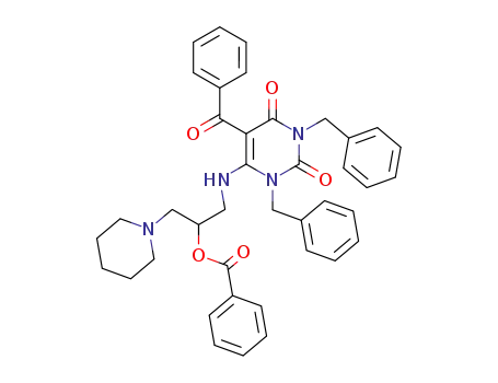 benzoic acid 2-(5-benzoyl-1,3-dibenzyl-2,6-dioxo-1,2,3,6-tetrahydropyrimidin-4-ylamino)-1-(piperidin-1-ylmethyl)ethyl ester