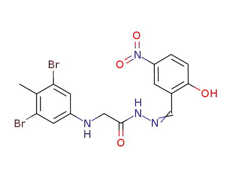 Molecular Structure of 325970-71-6 (Glycine, N-(3,5-dibroMo-4-Methylphenyl)-, 2-[(2-hydroxy-5-nitrophenyl)Methylene]hydrazide)