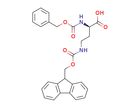 Molecular Structure of 369611-58-5 ((2R)-4-[[(9H-Fluoren-9-ylmethoxy)carbonyl]amino]-2-[[(phenylmethoxy)carbonyl]amino]butanoic acid)