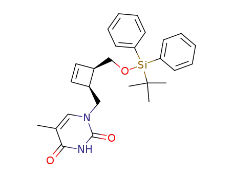1-[4-(<i>tert</i>-butyl-diphenyl-silanyloxymethyl)-cyclobut-2-enylmethyl]-5-methyl-1<i>H</i>-pyrimidine-2,4-dione