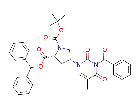 1,2-Pyrrolidinedicarboxylic acid,
4-(3-benzoyl-3,4-dihydro-5-methyl-2,4-dioxo-1(2H)-pyrimidinyl)-,
1-(1,1-dimethylethyl) 2-(diphenylmethyl) ester, (2R,4R)-