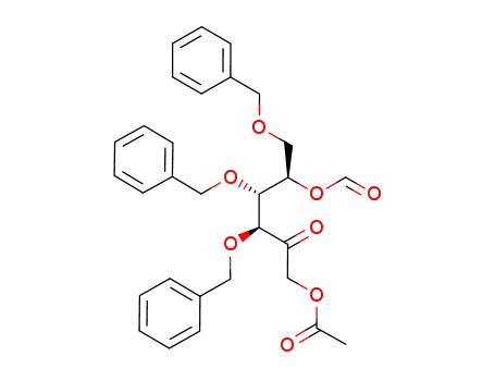 Molecular Structure of 850220-29-0 (1-O-acetyl-3,4,6-tri-O-benzyl-4-O-formyl-D-arabino-hex-2-ulose)