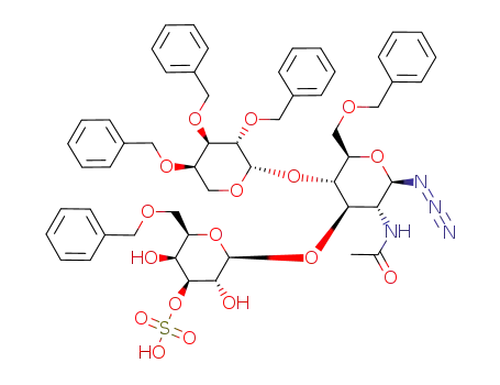 2-acetamido-3-O-[6-O-benzyl-3-O-sulfatyl-β-D-galactopyranosyl]-4-O-[2,3,4-tri-O-benzyl-β-D-arabinopyranosyl]-6-O-benzyl-2-deoxy-β-D-glucopyranosyl azide