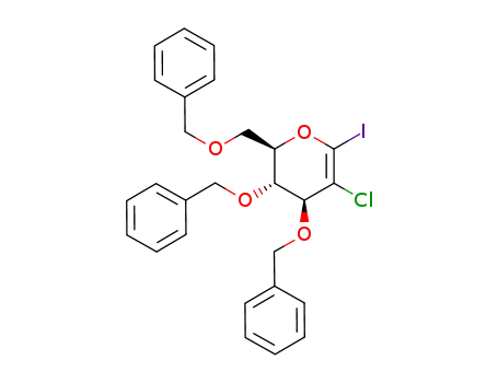 Molecular Structure of 917368-98-0 (3,4-bis-benzyloxy-2-benzyloxymethyl-5-chloro-6-iodo-3,4-dihydro-2<i>H</i>-pyran)