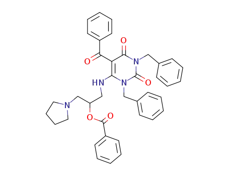 benzoic acid 2-(5-benzoyl-1,3-dibenzyl-2,6-dioxo-1,2,3,6-tetrahydropyrimidin-4-ylamino)-1-(pyrrolidin-1-ylmethyl)ethyl ester