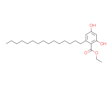 Molecular Structure of 142956-02-3 (Benzoic acid, 2,4-dihydroxy-6-pentadecyl-, ethyl ester)