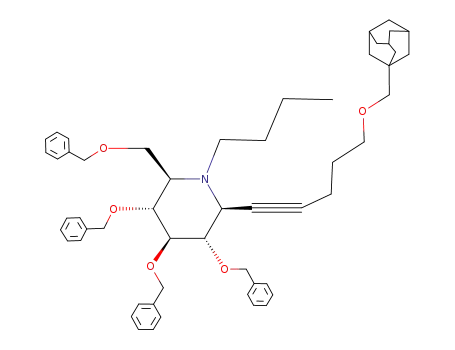 (1S)-2,3,4,6-tetra-O-benzyl-N-butyl-1-C-[5-(adamantan-1-yl-methoxy)-pent-1-ynyl]-1-deoxynojirimycin