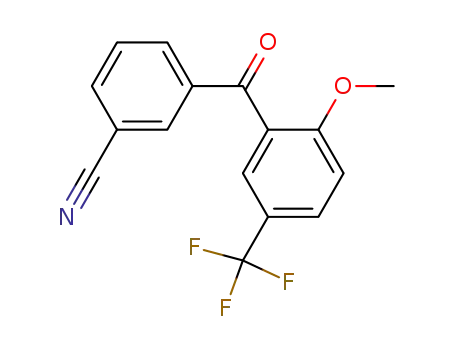 Molecular Structure of 329943-15-9 (Benzonitrile, 3-[2-methoxy-5-(trifluoromethyl)benzoyl]-)
