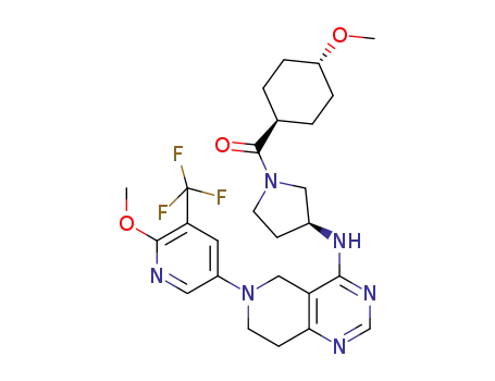 ((S)-3-(6-(6-methoxy-5-(trifluoromethyl)pyridin-3-yl)-5,6,7,8-tetrahydropyrido[4,3-d]pyrimidin-4-ylamino)pyrrolidin-1-yl)((1R,4R)-4-methoxycyclohexyl)methanone