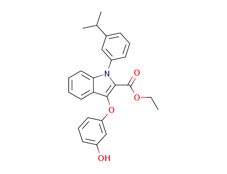 Molecular Structure of 911818-22-9 (1H-Indole-2-carboxylic acid,
3-(3-hydroxyphenoxy)-1-[3-(1-methylethyl)phenyl]-, ethyl ester)