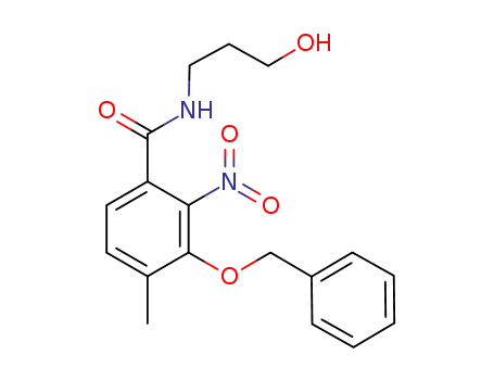 Molecular Structure of 889103-30-4 (Benzamide, N-(3-hydroxypropyl)-4-methyl-2-nitro-3-(phenylmethoxy)-)