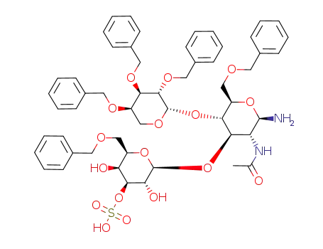 Sulfuric acid mono-{(2R,3R,4S,5S,6R)-2-[(2R,3R,4R,5S,6R)-3-acetylamino-2-amino-6-benzyloxymethyl-5-((2S,3S,4R,5R)-3,4,5-tris-benzyloxy-tetrahydro-pyran-2-yloxy)-tetrahydro-pyran-4-yloxy]-6-benzyloxymethyl-3,5-dihydroxy-tetrahydro-pyran-4-yl} ester