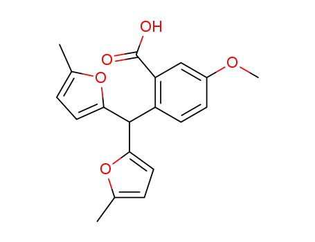Molecular Structure of 871502-92-0 (2-[BIS-(5-METHYL-FURAN-2-YL)-METHYL]-5-METHOXY-BENZOIC ACID)