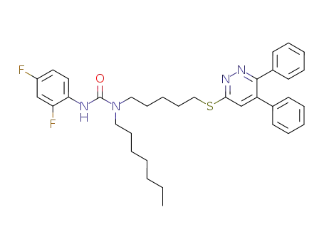 3-(2,4-difluoro-phenyl)-1-[5-(5,6-diphenyl-pyridazin-3-ylsulfanyl)-pentyl]-1-heptyl-urea