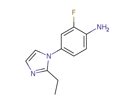 Molecular Structure of 754193-46-9 (Benzenamine, 4-(2-ethyl-1H-imidazol-1-yl)-2-fluoro-)