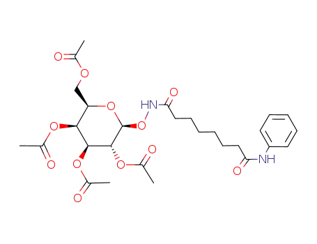 Molecular Structure of 931415-43-9 (2,3,4,6-tetra-O-acetyl-1-O-7-(phenylcarbamoyl)hepthydroxamoyl-β-D-galactopyranose)