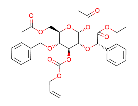 1,6-di-O-acetyl-3-O-allyloxycarbonyl-4-O-benzyl-2-O-[(S)-ethoxycarbonylbenzyl]-α-D-glucopyranose